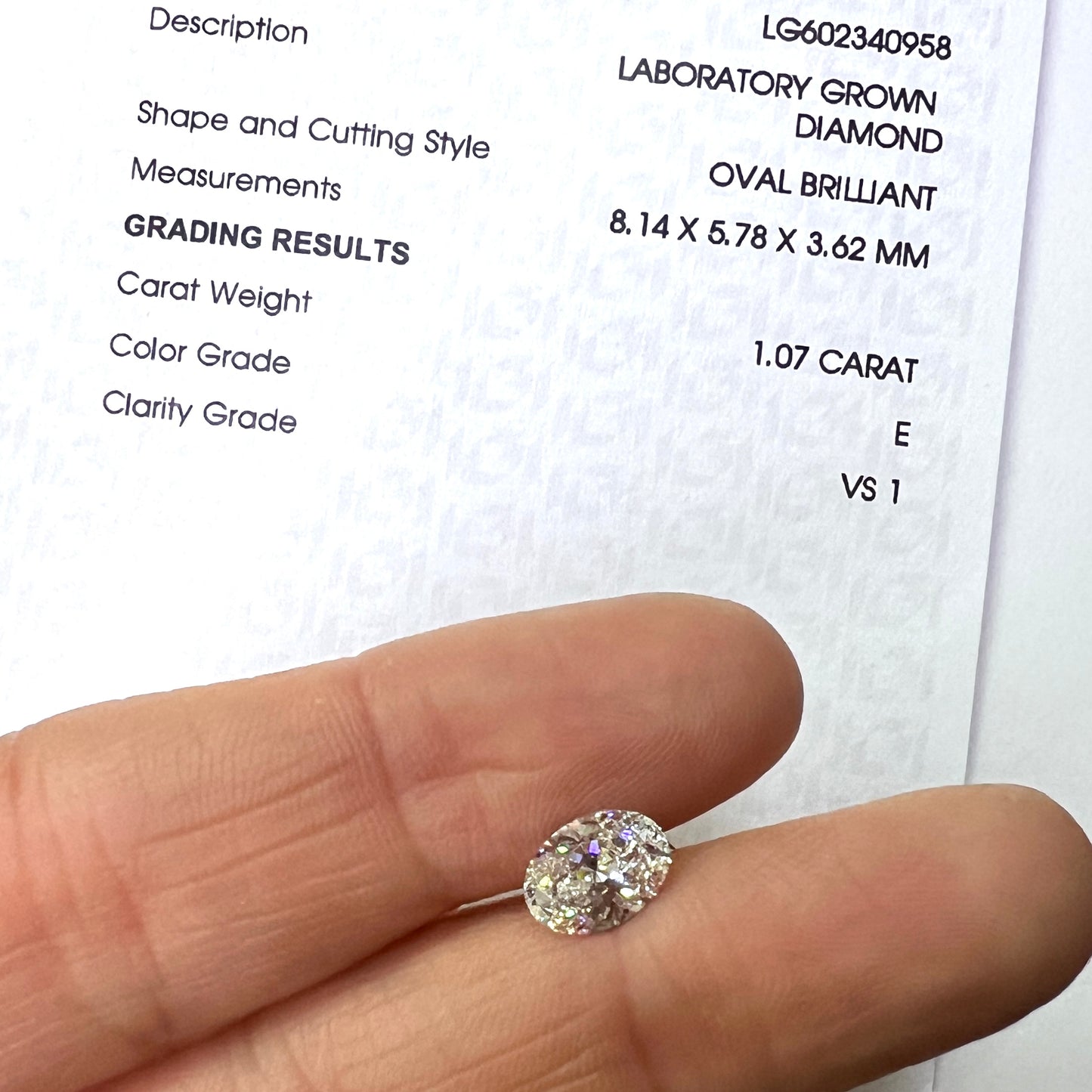 Diamante de Laboratorio 1.07qts Oval