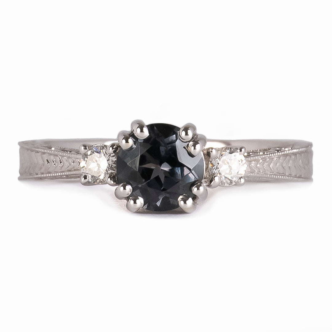Unique Vintage spinel ring with diamonds