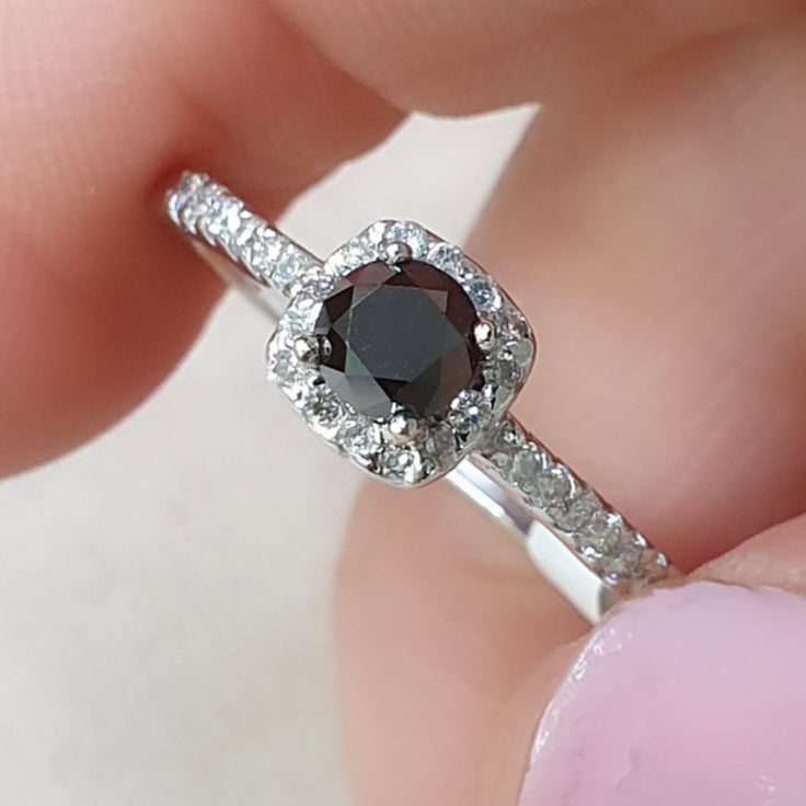 Black diamond with halo