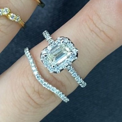 anillo de compromiso diamante GIA halo oro blanco novia regalo novios boda